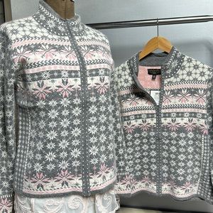 Icelandic sweater Cardigan feminine soft in pinks and grey NWT size small